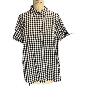 New w/o Tags Roman's Black White Shirt Womens 18W Button Tie Cuffs Cottage Core